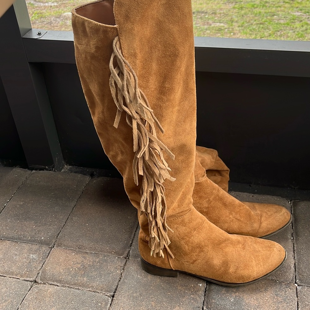 Fringed Knee High Boots